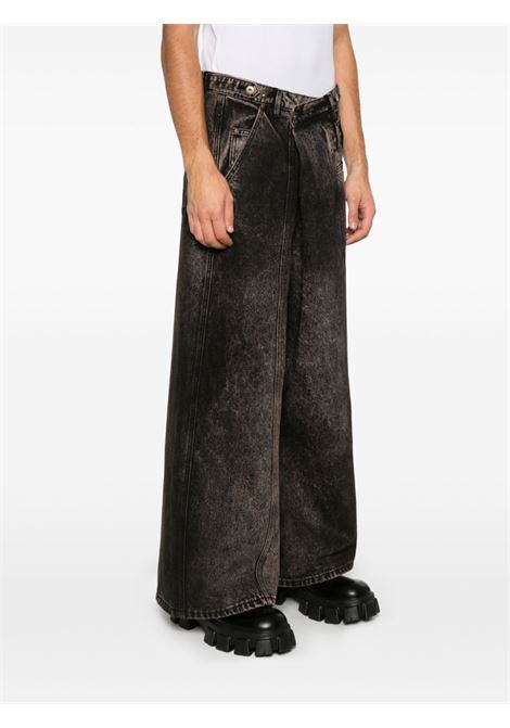 Brown wrap-front jeans Feng chen wang - unisex FENG CHEN WANG | FUF18TR08BRWN